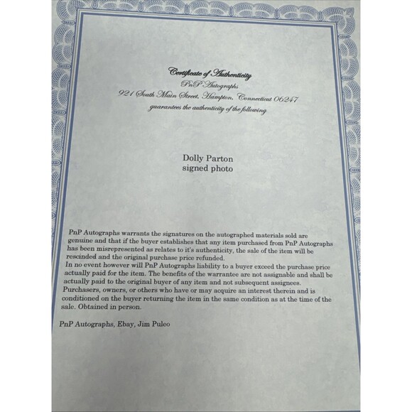 DOLLY PARTON Autographed 8.5 x 11 Hand Signed Photo COA PROMO Legacy RC RECORDS - Picture 8 of 10